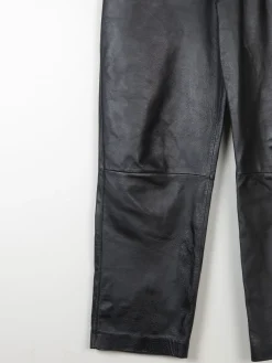 Women’s Black Leather Cropped Trousers 32