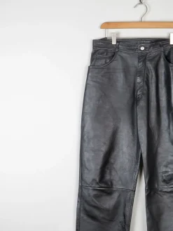 Women’s Black Leather Cropped Trousers 32