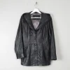 Women's Black Leather Jacket With Hood S