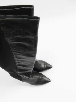 Women's Black Leather Knee-High Boots 40/7