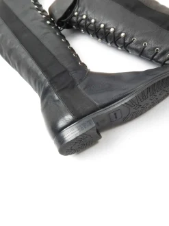 Women’s Black Leather Vintage Boots Lace Up 37/4