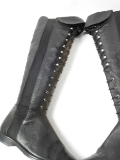 Women’s Black Leather Vintage Boots Lace Up 37/4