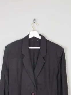 Women's Black Linen Vintage 1980s Jacket S
