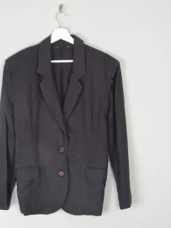 Women's Black Linen Vintage 1980s Jacket S