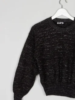 Women’s Black Lurex & Knitted Cropped Vintage Jumper S