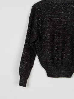 Women’s Black Lurex & Knitted Cropped Vintage Jumper S