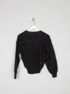 Women’s Black Lurex & Knitted Cropped Vintage Jumper S