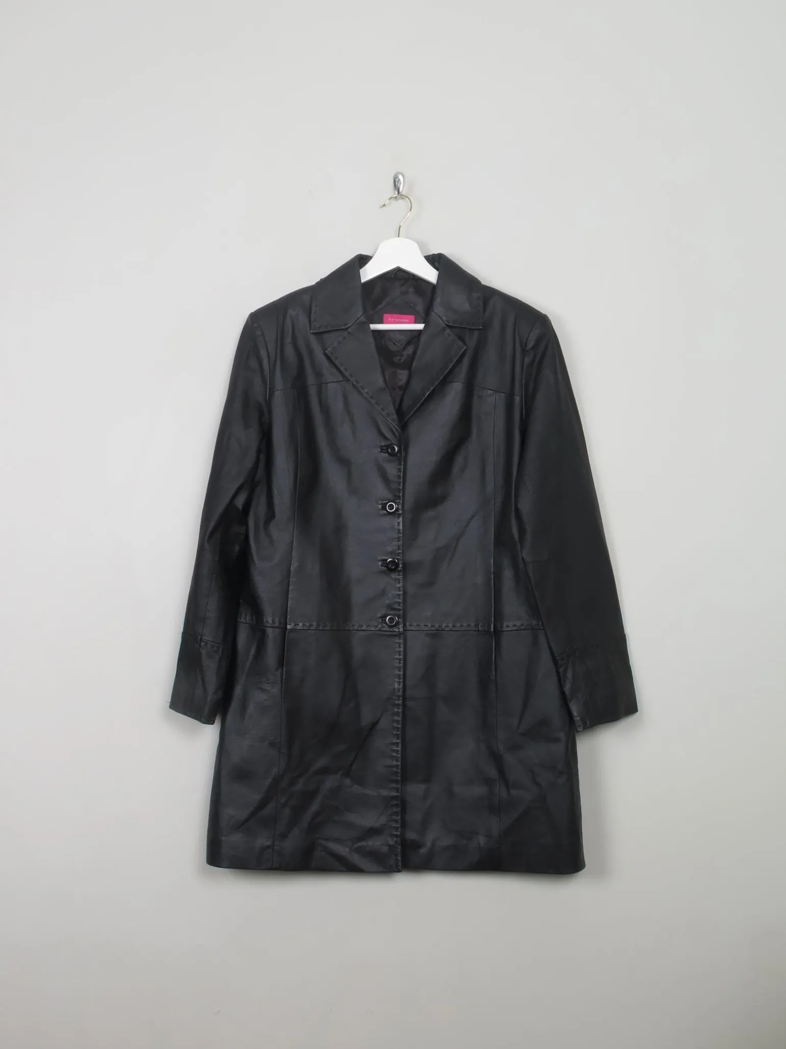 Women's Black Short Leather Coat 14