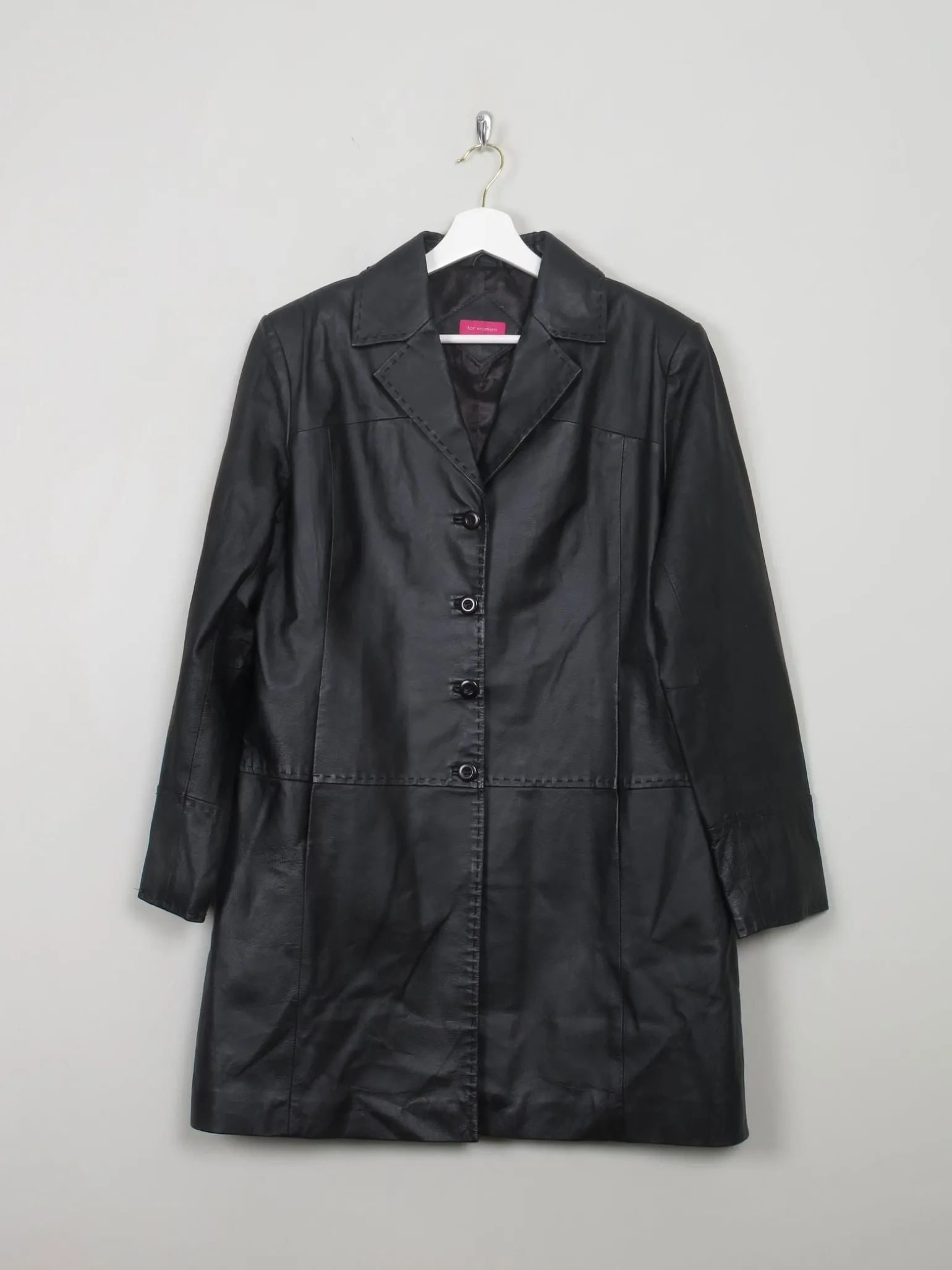 Women's Black Short Leather Coat 14