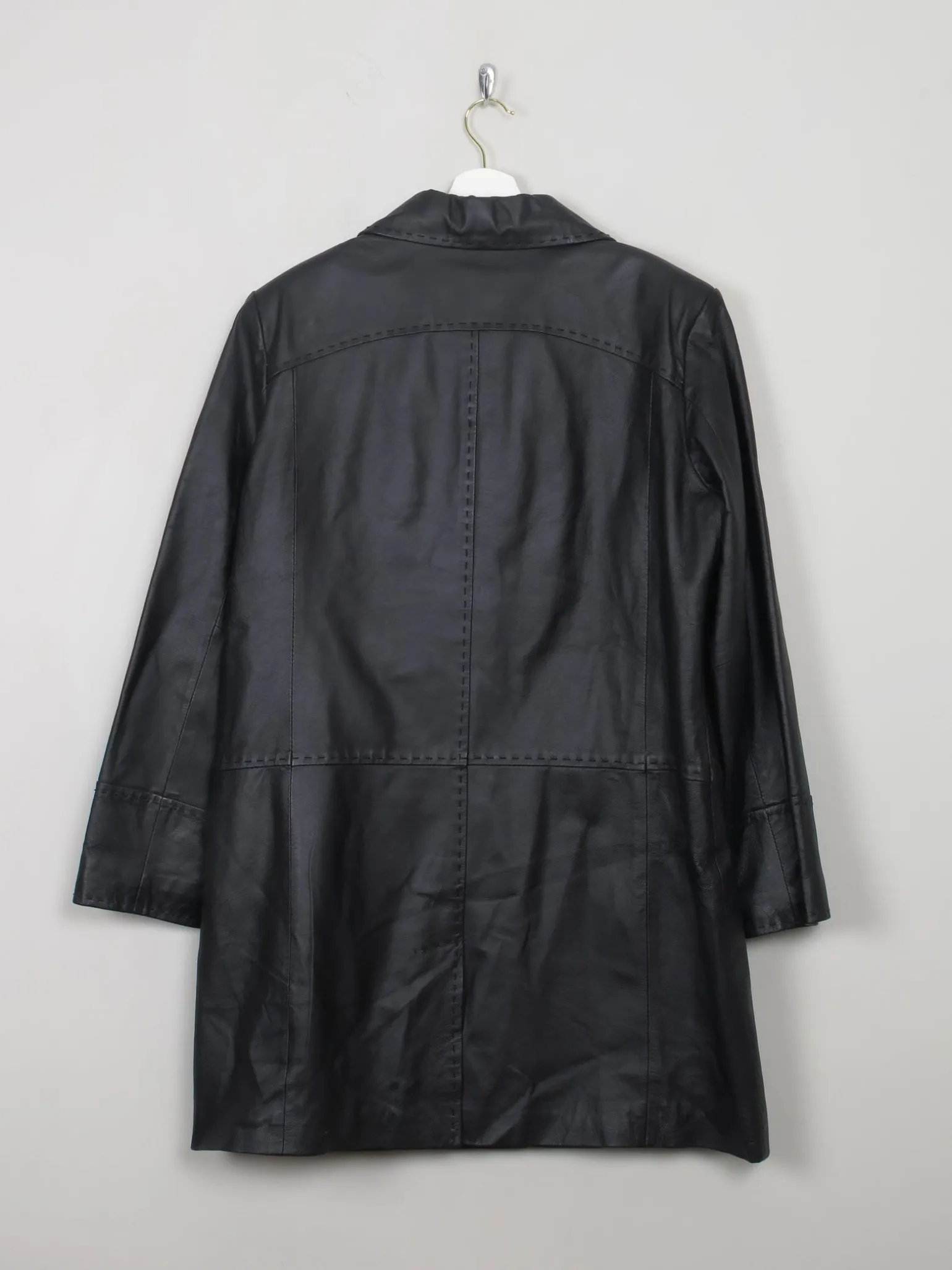 Women's Black Short Leather Coat 14