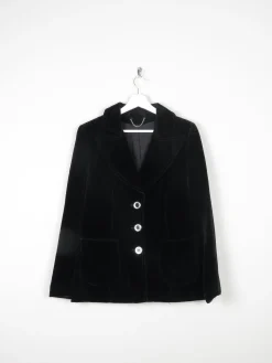 Women's Black Velvet 1970s Jacket 10/12