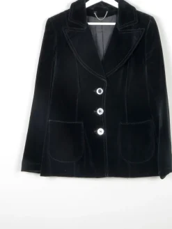 Women's Black Velvet 1970s Jacket 10/12