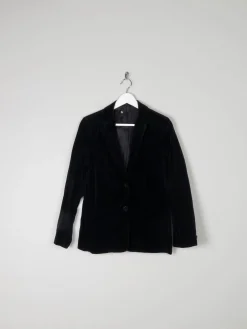 Women’s Black Velvet Vintage Tailored Jacket S/10