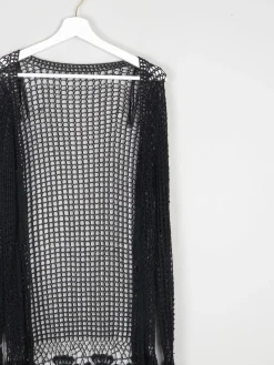 Women’s Black Vintage Crochet Long Cardigan S/M