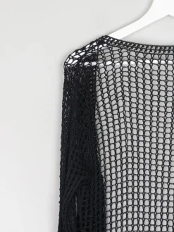 Women’s Black Vintage Crochet Long Cardigan S/M