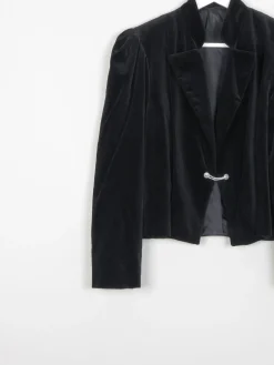 Women’s Black Vintage Cropped Velvet Jacket M