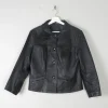 Women's Black Vintage Leather Cropped Jacket M