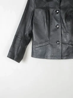 Women's Black Vintage Leather Cropped Jacket M