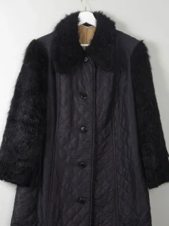 Women's Black Vintage Quilted Coat M