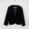 Women's Black Vintage Velvet Collarless Jacket S