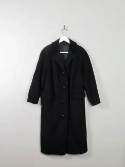 Women's Black Wool 1950s Cashmere & Wool Vintage Coat S/M