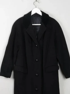 Women's Black Wool 1950s Cashmere & Wool Vintage Coat S/M