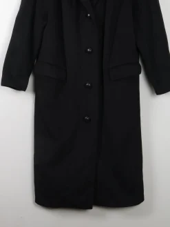 Women's Black Wool 1950s Cashmere & Wool Vintage Coat S/M