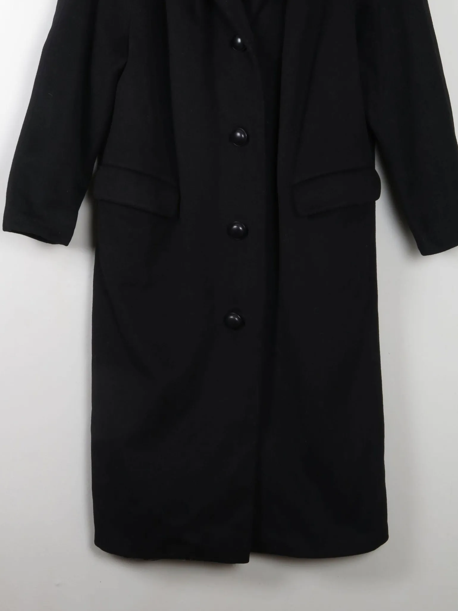 Women's Black Wool 1950s Cashmere & Wool Vintage Coat S/M