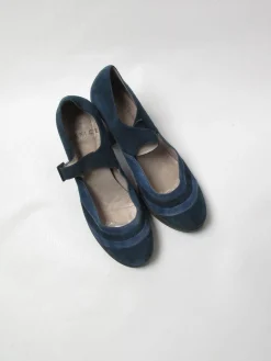 Women's Blue & Navy Mary Jane Suede Shoes 41