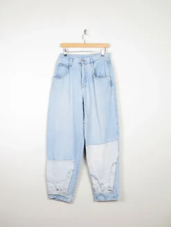 Women’s Blue 1980s High Waisted Vintage Customised Jeans 30W