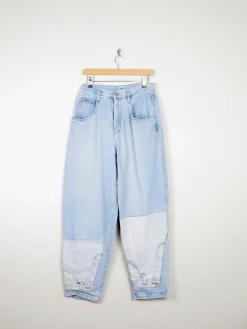 Women’s Blue 1980s High Waisted Vintage Customised Jeans 30W