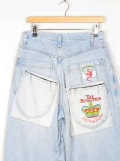 Women’s Blue 1980s High Waisted Vintage Customised Jeans 30W