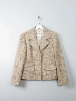 Women's Boucle Tweed Vintage Jacket Cream M