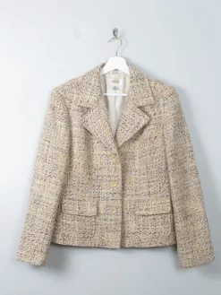 Women's Boucle Tweed Vintage Jacket Cream M