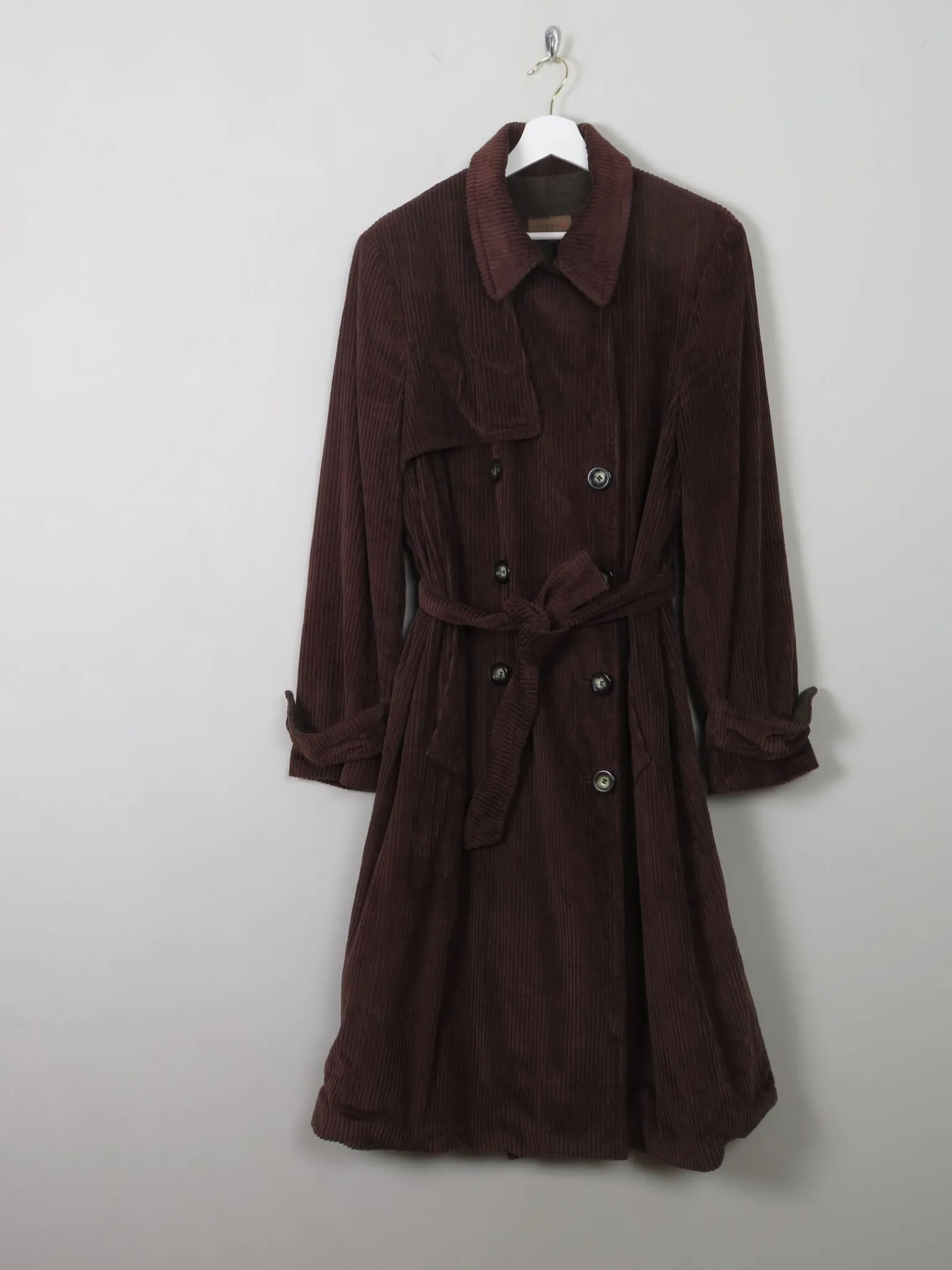 Women’s Brown Cord Trench Style Coat L/XL