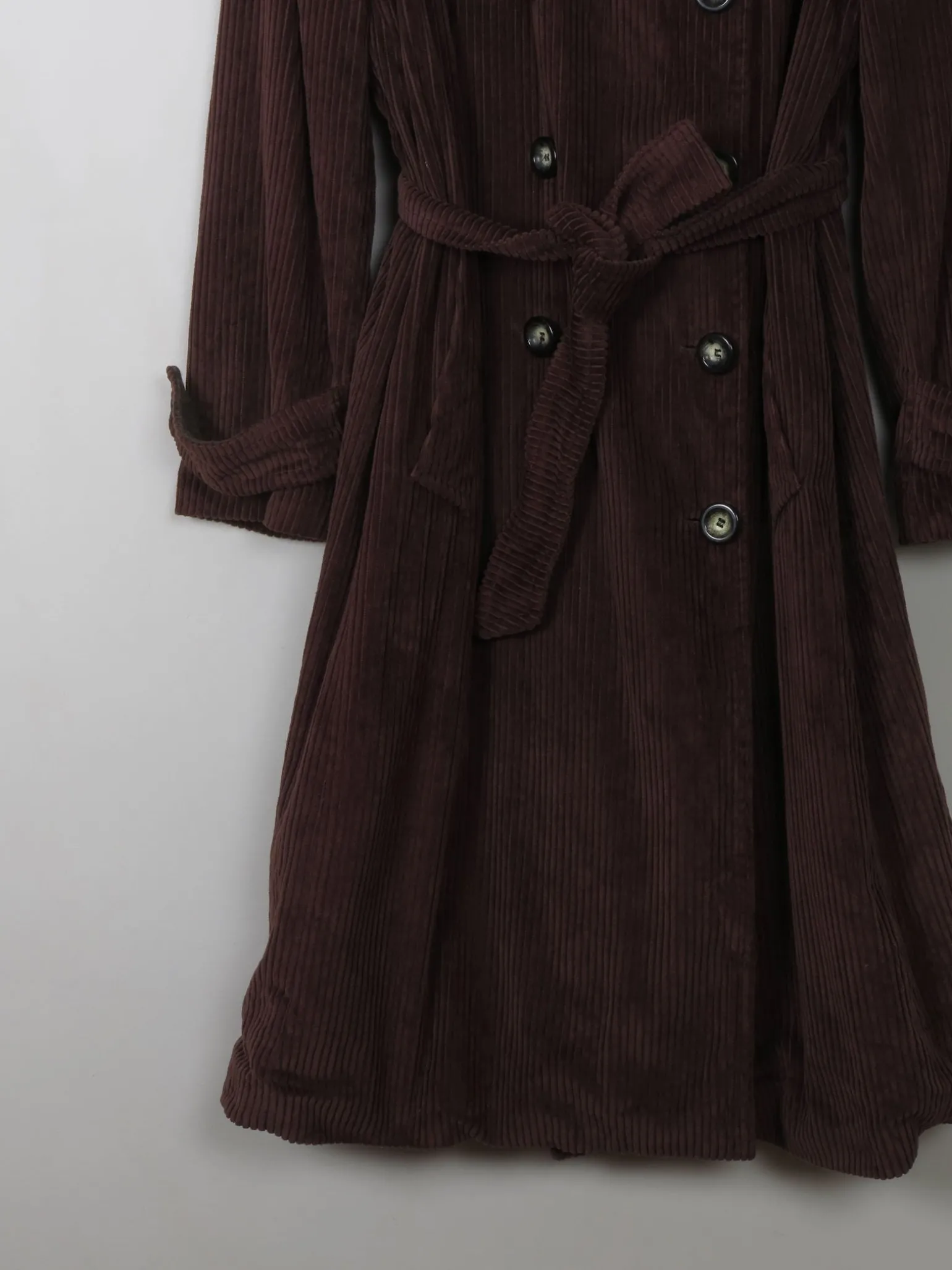 Women’s Brown Cord Trench Style Coat L/XL
