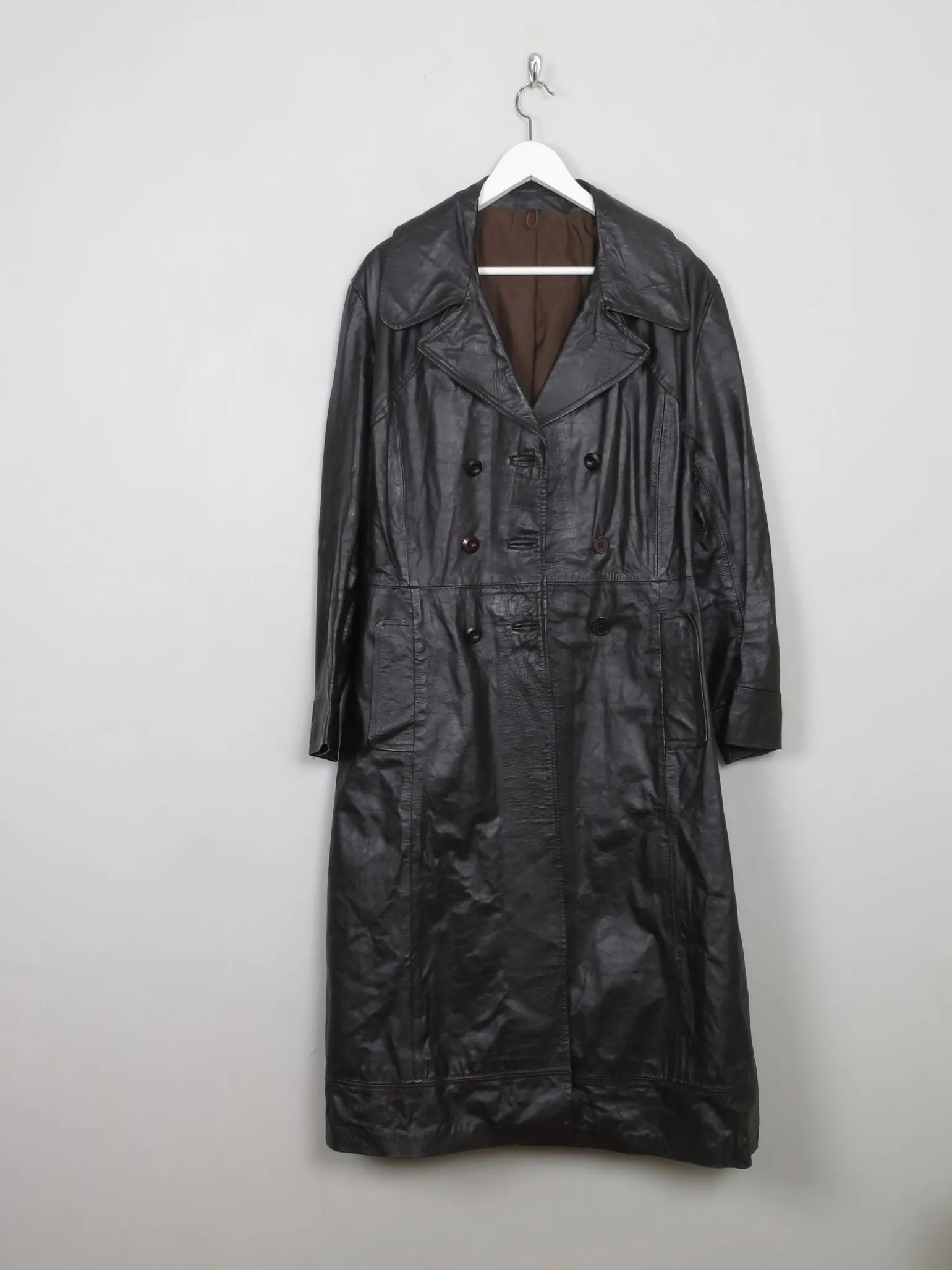 Women's Brown Leather Trench Coat M