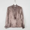 Women’s Brown Paisley Satin Vintage Blouse S