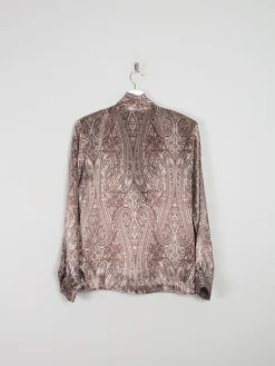 Women’s Brown Paisley Satin Vintage Blouse S