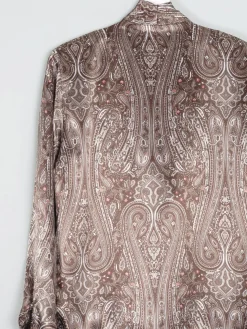Women’s Brown Paisley Satin Vintage Blouse S