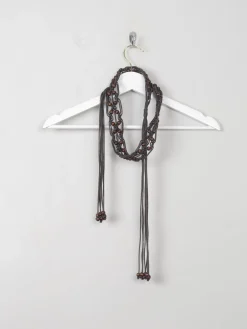 Women's Brown Vintage Leather Macrame Belt