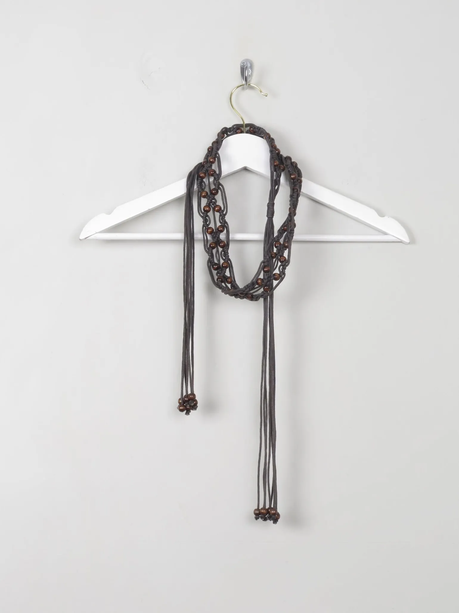 Women's Brown Vintage Leather Macrame Belt