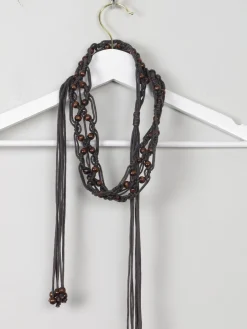 Women's Brown Vintage Leather Macrame  Belt