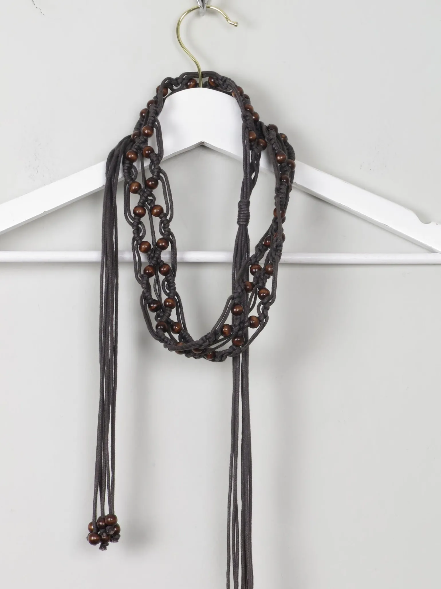 Women's Brown Vintage Leather Macrame Belt