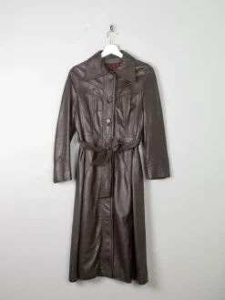 Women's  Brown Vintage Leather Coat 1970s XS/S