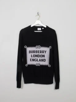 Women's Burberry Black Merino WooL Jumper With Logo M