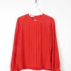 Women's Burnt Orange Vintage Blouse With Pleats 10/12