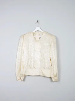 Women's Buttermilk Cream Vintage Blouse M Relaxed Fit