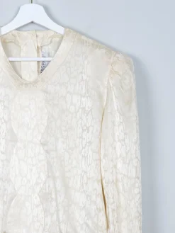 Women's Buttermilk Cream Vintage Blouse M Relaxed Fit