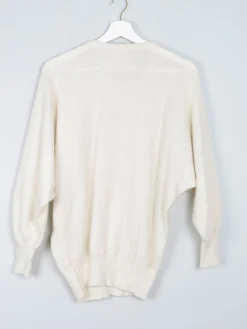 Women's Cream Beaded Embellished Wool Jumper S